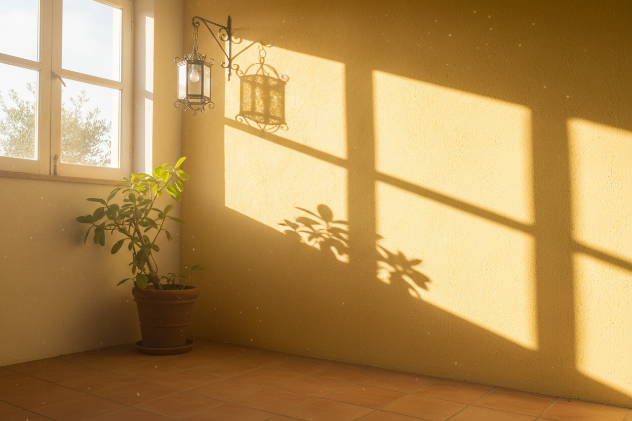 Sunlight on a yellow wall